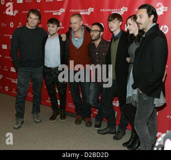 Michael C. Hall, Daniel Radcliffe, Ben Foster, John Krokidas, Dane DeHaan, Erin Darke, Jack Huston im Ankunftsbereich für KILL YOUR DARLINGS Premiere beim Sundance Film Festival 2013, Eccles Theatre, Park City, UT 18. Januar 2013. Foto von: James Atoa/Everett Collection/Alamy live-Nachrichten. Stockfoto