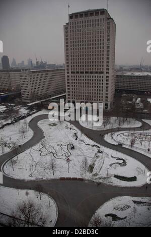 London, UK. 19. Januar 2013. Major London Standorte abgedeckt im Schnee gesehen vom EEF London Eye. Stockfoto