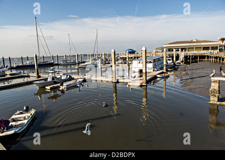 Uferpromenade und Hafen in der Altstadt von Fernandina Beach, Florida Stockfoto