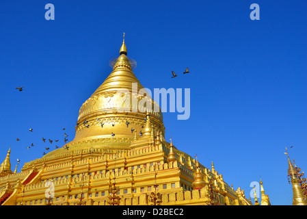 Pilger Fuß rund um die Shwezigon Pagode Goldene Pagode in Paya, Bagan, Myanmar. Stockfoto