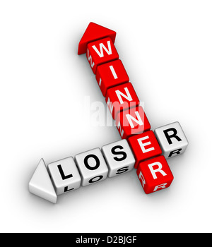 Gewinner und Verlierer Kreuzworträtsel Stockfoto