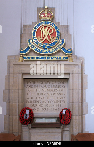 Kriegerdenkmal in Guildford Kathedrale, Surrey England UK. Stockfoto