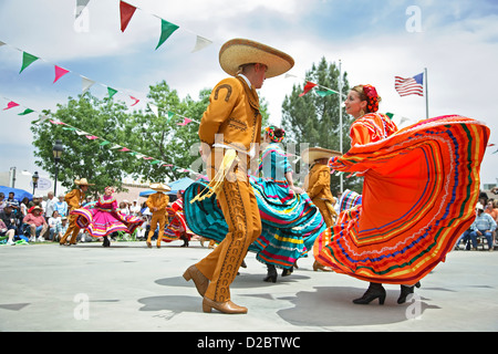 Mexikanische Tänzer, Cinco De Mayo-Feier, alte Mesilla, Las Cruces, New Mexico, Vereinigte Staaten Stockfoto