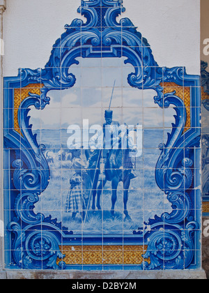 Traditionellen blaue Kacheln mit Bildern aus der Leziria Landwirtschaft in Vila Franca de Xira train Station Wände Stockfoto