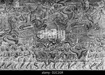 Basrelief in Angkor Wat, Kambodscha Stockfoto