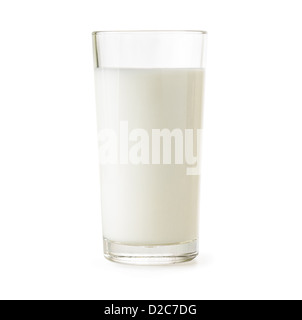 Glas Milch isoliert auf weiss mit Beschneidungspfad enthalten Stockfoto