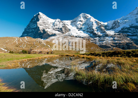 Eiger ein Monch Bergpanorama von Kleine Scheidegg, Grindelwald, Schweiz Stockfoto