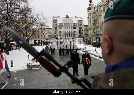 Bydgoszcz 20. Januar 2013 93th Stadt Bydgoszcz Jahrestag der Rückkehr in die Heimat. Unter den Bedingungen des Vertrags von Versailles, nach Jahren der Besatzung Bydgoszcz kehrte nach Polen zurück. Nach 148 Jahren der Besatzung und preußische Herrschaft wurde die polnische Verwaltung, Tradition, Bräuche und polnische Kultur wiedergeboren. Stockfoto