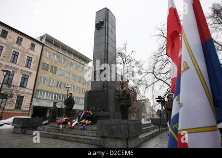 Bydgoszcz 20. Januar 2013 93th Stadt Bydgoszcz Jahrestag der Rückkehr in die Heimat. Unter den Bedingungen des Vertrags von Versailles, nach Jahren der Besatzung Bydgoszcz kehrte nach Polen zurück. Nach 148 Jahren der Besatzung und preußische Herrschaft wurde die polnische Verwaltung, Tradition, Bräuche und polnische Kultur wiedergeboren. Stockfoto