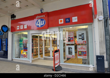 4 U Ladengeschäft oder Gerät in UK Street-Handys Stockfoto