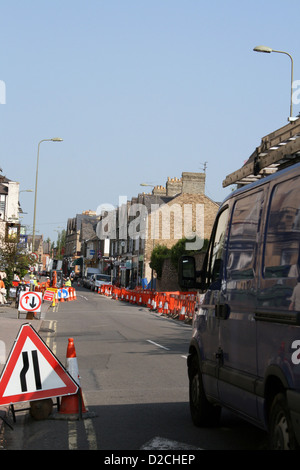 Walton Street Oxford Road Works und Verkehrssteuerung Stockfoto