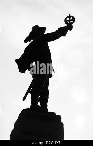 Samuel de Champlain Statue Silhouette in Ottawa Stockfoto