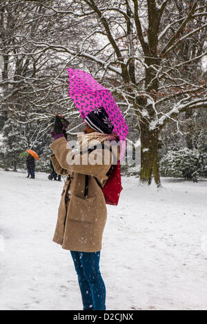 20. Januar 2013, London, UK. Waterlow Park in Nord-London wird ein Wintermärchen, wie Schnee im Süd-Osten sinkt weiter Stockfoto