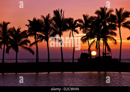 Sonnenuntergang Silhouetten auf Big Island Hawaii Stockfoto