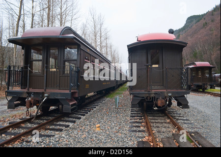 White Pass and Yukon Railroad Autos für den Winter in Skagway, Alaska, USA Stockfoto