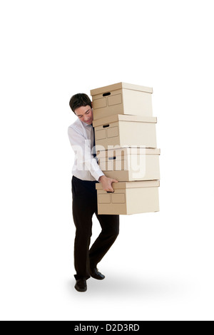 MODEL Release Carrying Boxen Büroangestellter tragen zu kann, Boxen Stockfoto