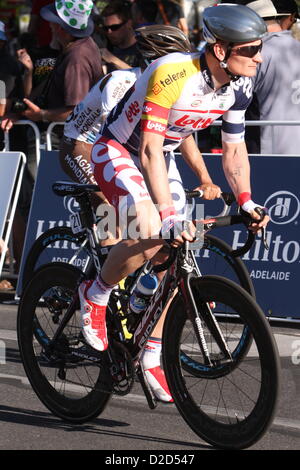 Andre Greipel Lotto Belisol Team gewann die Völker Wahl Classic der Santos Tour Down Under 2013 in Adelaide, South Australia am 20. Januar 2013 Stockfoto