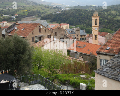 Ein Blick auf die Stadt Corte auf Korsika Stockfoto