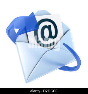 E-Mail-blaue Symbol (durchgeführt in 3d) Stockfoto