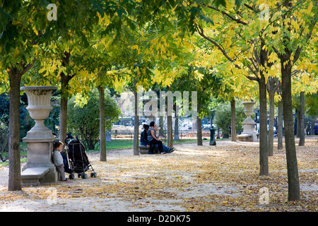 Allee der Bäume im Garten des Parc du Champ de Mars in Paris Stockfoto