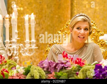 Kronprinzessin Maxima der Niederlande besucht die Staatsbankett in Bandar Seri Begawan, Brunei Darussalam, 21. Januar 2013. Die niederländische Königsfamilie ist bei einem zwei-Tages-langen Besuch in Brunei.  Foto: RPE-Albert Nieboer / Niederlande, Stockfoto