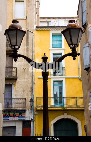 Straßenlaternen, Béziers, Languedoc, Frankreich Stockfoto