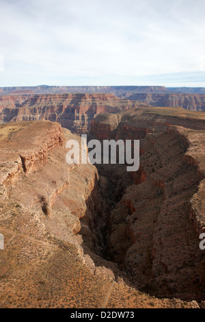 Flug über schmale Schlucht an der Quartiermeister Punkt Grand Canyon West Arizona usa Stockfoto