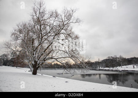 London, UK. 21. Januar 2013. Hampstead Heath bedeckt in Schnee, da die Temperaturen im Süd-Osten weiter Stockfoto