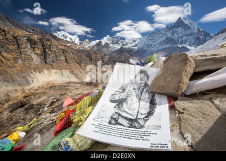 Schnell sich zurückziehenden Süd Annapurna Gletschers im Annapurna Heiligtum, nepalesischen Himalaya. Stockfoto