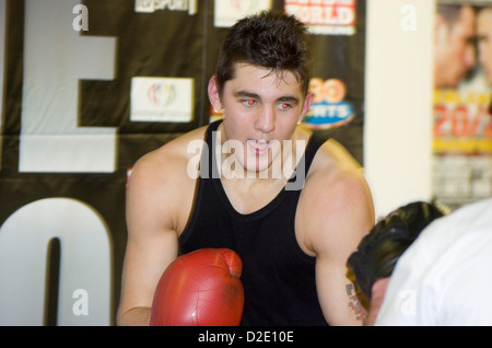 WALISER Boxer Nathan geschickt Training im Millennium Stadium in Cardiff. Stockfoto