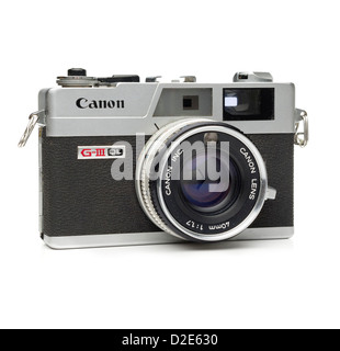 Canon Canonet G-III QL Entfernungsmesser Filmkamera isoliert auf weißem Hintergrund Stockfoto