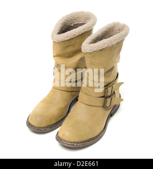 Ein paar große Winter Stiefel isolierten auf weißen Hintergrund Stockfoto