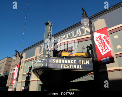 Park City, UT, 19. Januar 2013 - Egyptian Theatre auf der Main Street in Park City während des Sundance Film Festival Stockfoto