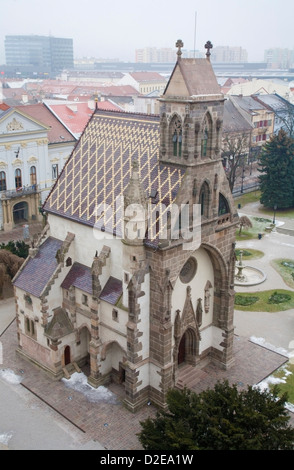 Kosice - Outlook von Saint Elizabeth Kathedrale Saint Michaels Kapelle und die Stadt im Winter. Stockfoto