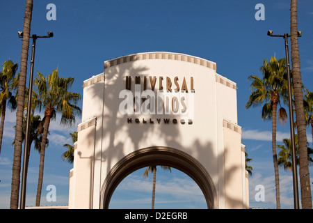 Eingangstor zum Universal Studios Hollywood, Universal City, Los Angeles, California, Vereinigte Staaten von Amerika, USA Stockfoto