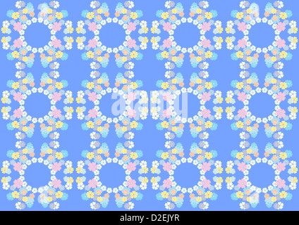 Sanfte Blumen auf dem blauen nahtlose Hintergrund Stockfoto