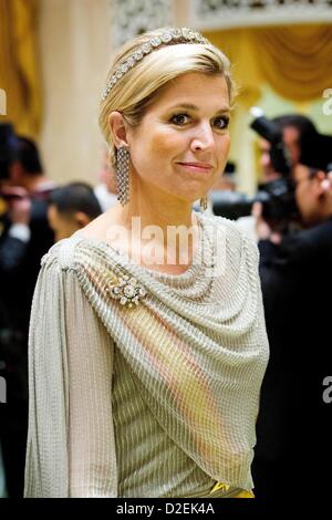 Holländische Prinzessin Maxima besucht die Staatsbankett in Bandar Seri Begawan, Brunei Darussalam, 21. Januar 2013. Die niederländische Königsfamilie ist bei einem zwei-Tages-langen Besuch in Brunei. Foto: Patrick van Katwijk / Niederlande, Stockfoto