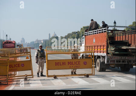 Tag der Republik Indien Parade Vorbereitungen, die am 26. Januar stattfindet, sind jetzt in vollem Gange. Stockfoto