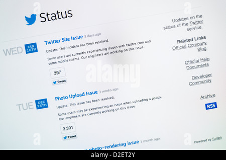 Twitter-Logo und Status-Webseite Stockfoto