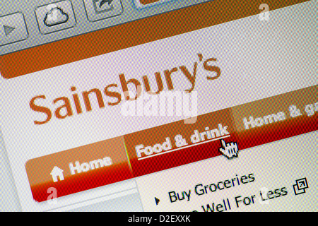 Sainsbury's Logo und Website hautnah Stockfoto