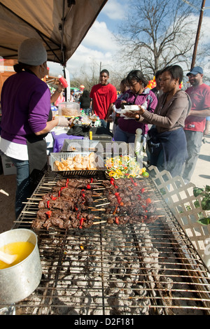 Outdoor-MLK-Festival in Texas beinhaltet Essen, Tanz und Information Stände Stockfoto