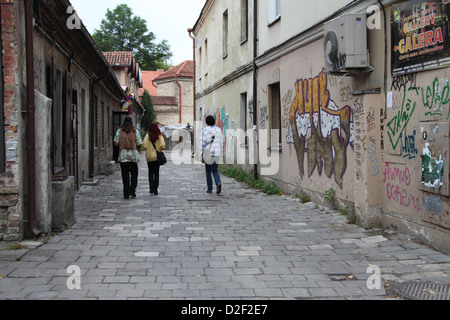 Jugendliche in der Uzupis Bezirk Vilnius in Litauen Stockfoto