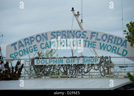 Delphin-Geschenk-Shop-Zeichen in Tarpon Springs, Florida Stockfoto