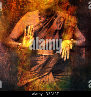 Hände im Tanz für Shiva mit geben und nehmen-Mudra mit Prana. Foto basierte illustration Stockfoto