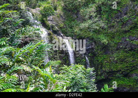 Wasserfall auf Maui Hawaii auf der Straße nach Hana Stockfoto