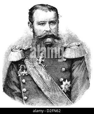 Historische Zeichnung, Porträt von William II oder Wilhelm II., 1848-1921, vierte und letzte König von Württemberg Stockfoto