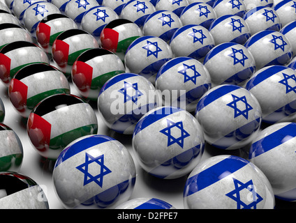 Konzept-Bild hervorheben das Gleichgewicht der Kräfte zwischen Israel und Palästina Stockfoto