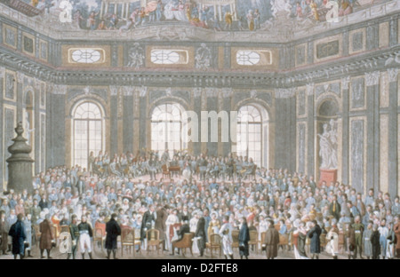 Franz Joseph Haydn (1732-1809). Österreichischer Komponist. Orchester spielt die Schöpfung, geschrieben zwischen 1796-1798). Gravur. Stockfoto