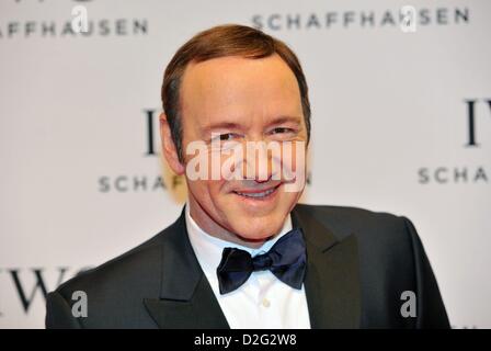 Genf, Schweiz. 22. Januar 2013. Amerikanische Schauspieler Kevin Spacey besucht bei IWC Race Night Dinner in Geneva.The Swiss watch Manufactur feierte seine neue Ingenieur-Kollektion sowie die Partnershipwith der Mercedes AMG Petronas Formula One Team. Foto: Frank Mai / picture Alliance / Alamy Live News Stockfoto