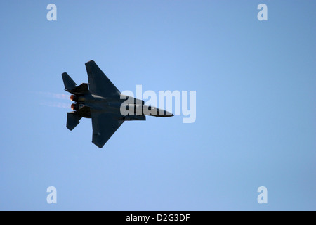 Grumman F-14 Tomcat fliegen auf RAF Tattoo Fairford UK schnell Fliege vorbei an zwei Piloten fliegerische Armee Kriegsmarine Luftwaffe US Landung gea Stockfoto